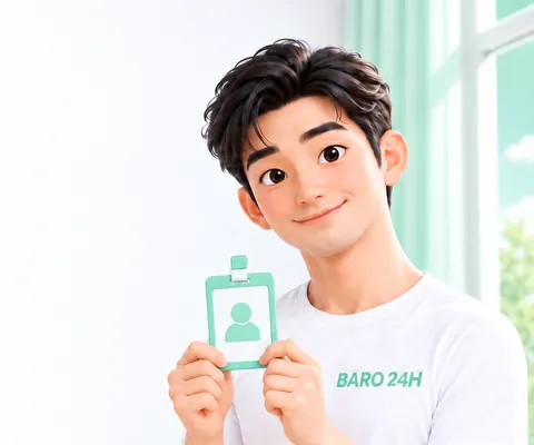 본인 명의 신분증을 보여 주는 3D 인물